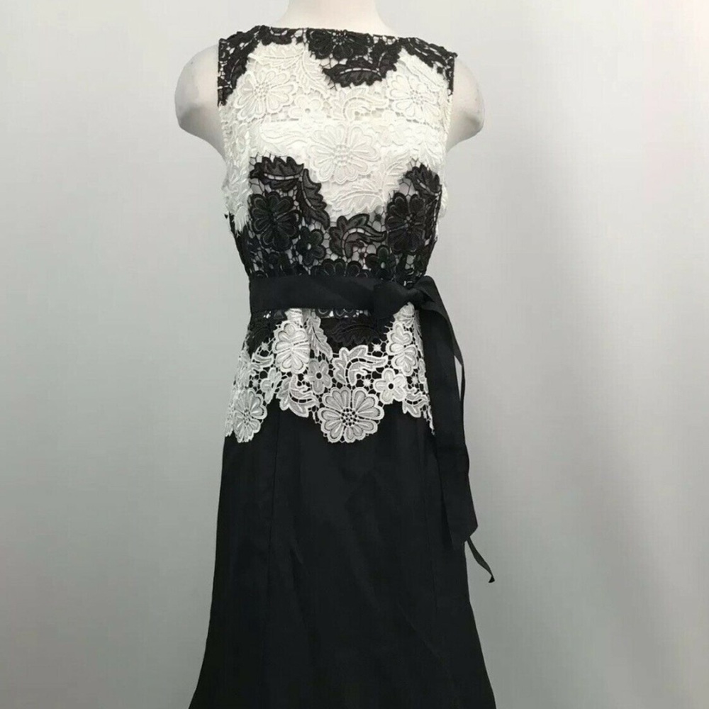 Tahari Black and White Lace Maxi Dress